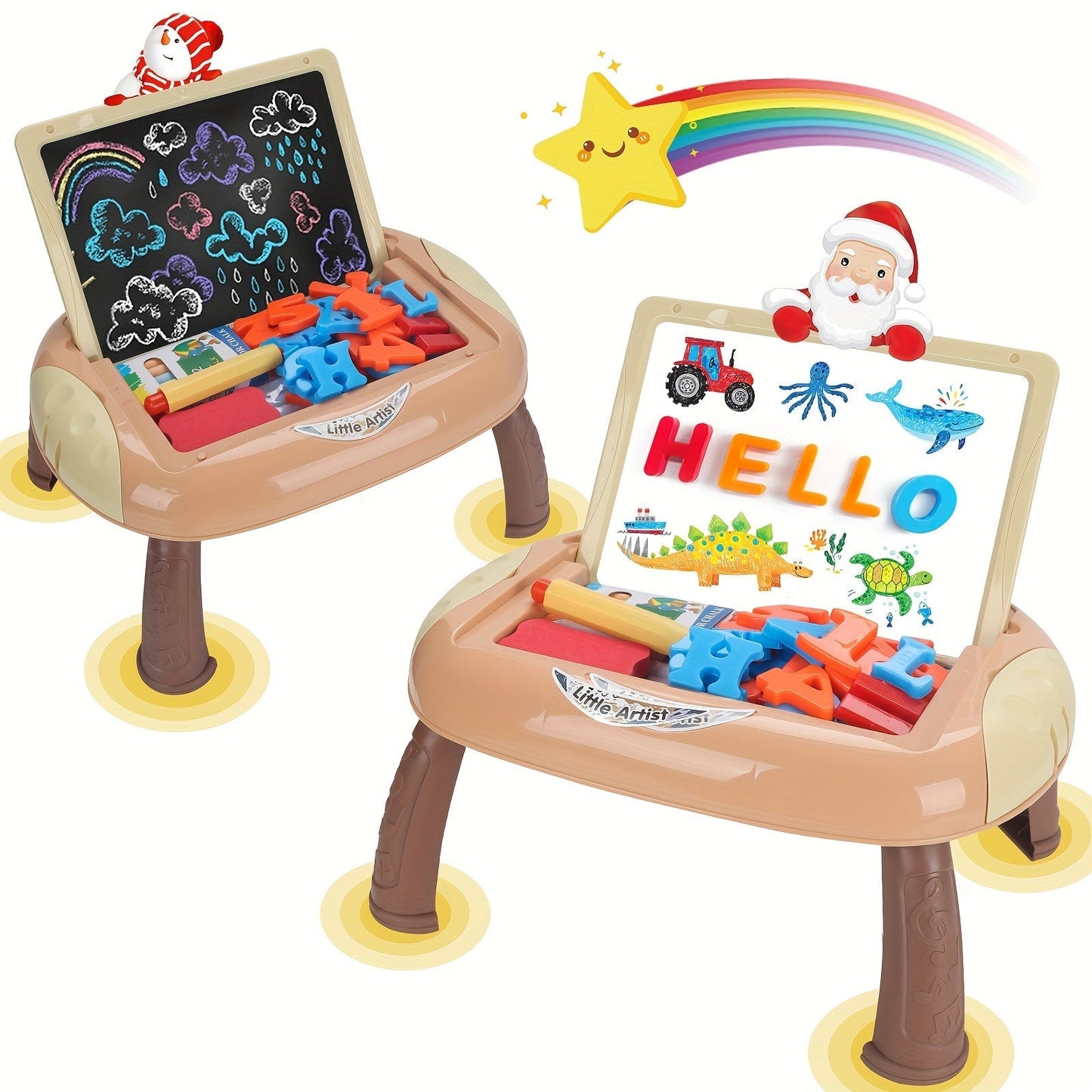 Tableau d'École Réversible Noir et Blanc avec Accessoires