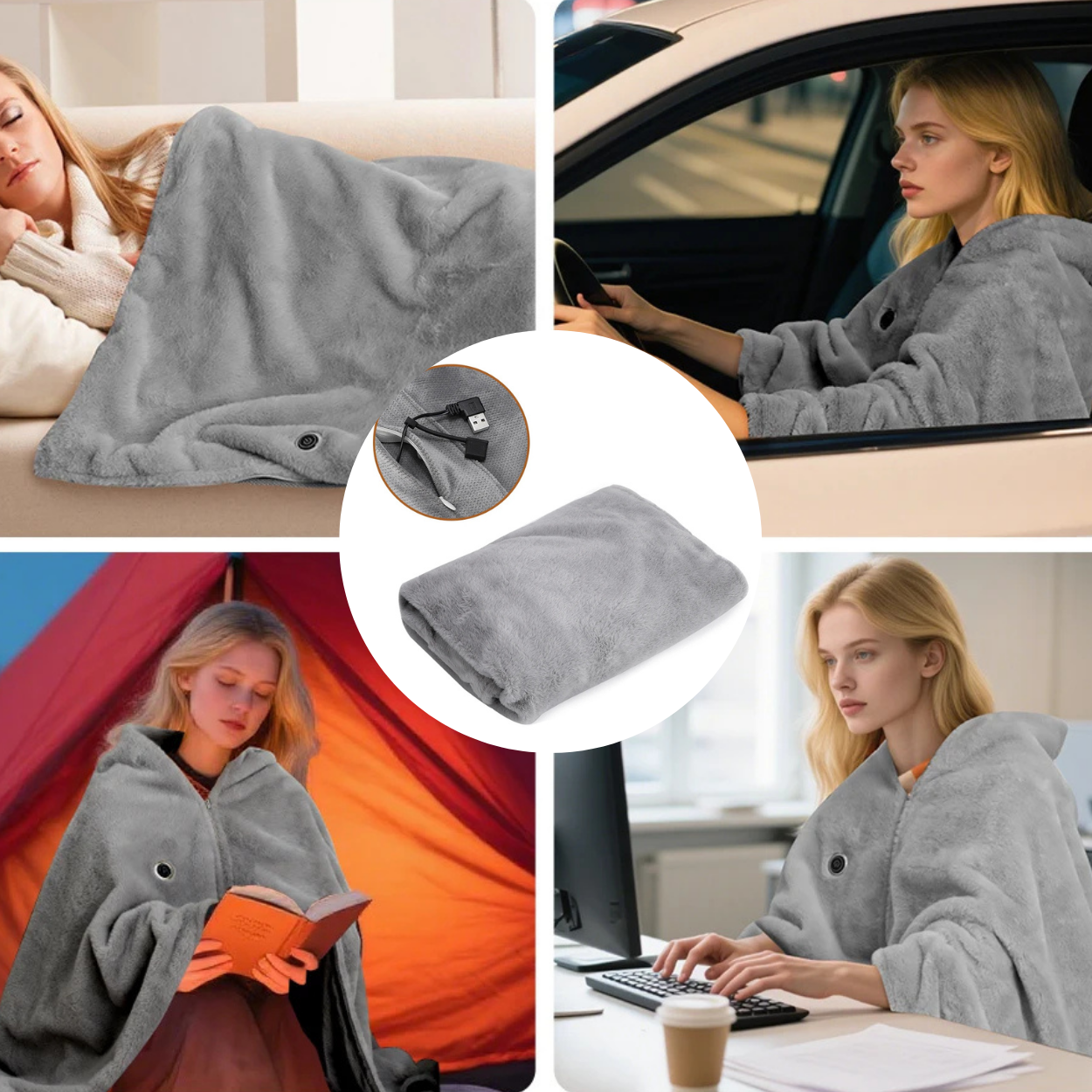 Châle Électrique Chauffant Rechargeable Doux