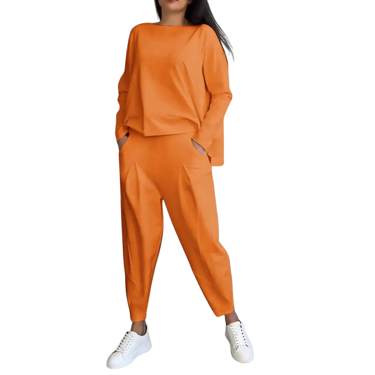 Ensemble Femme Décontracté 2 Pièces Sweat et Pantalon Taille Élevée