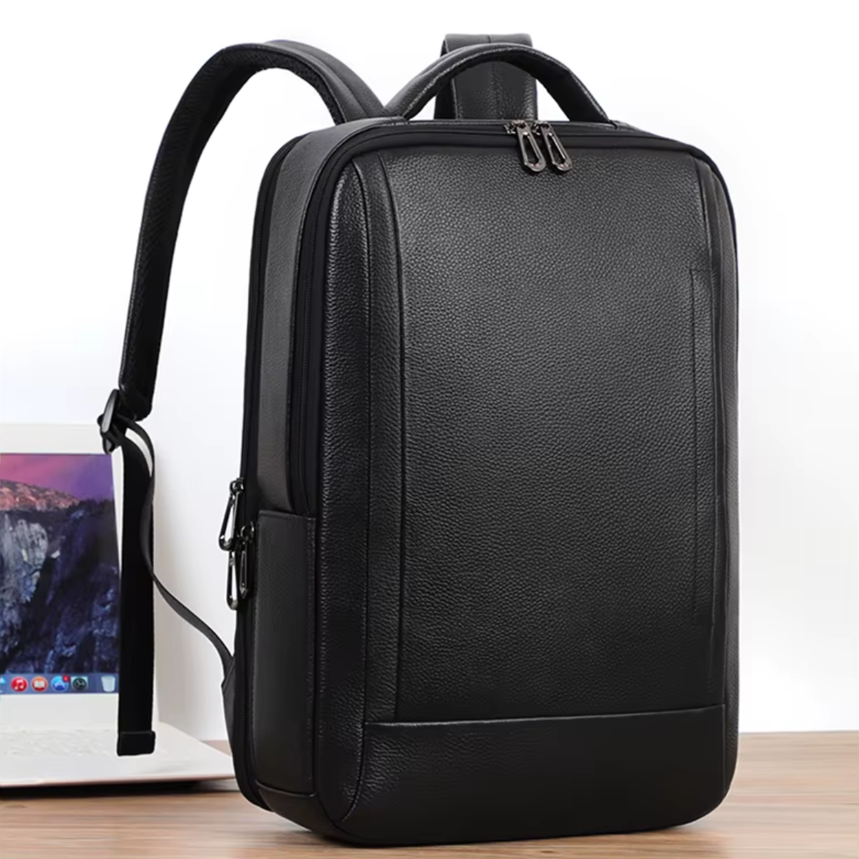 Sac à Dos Ordinateur Cuir Rétro avec Prise USB