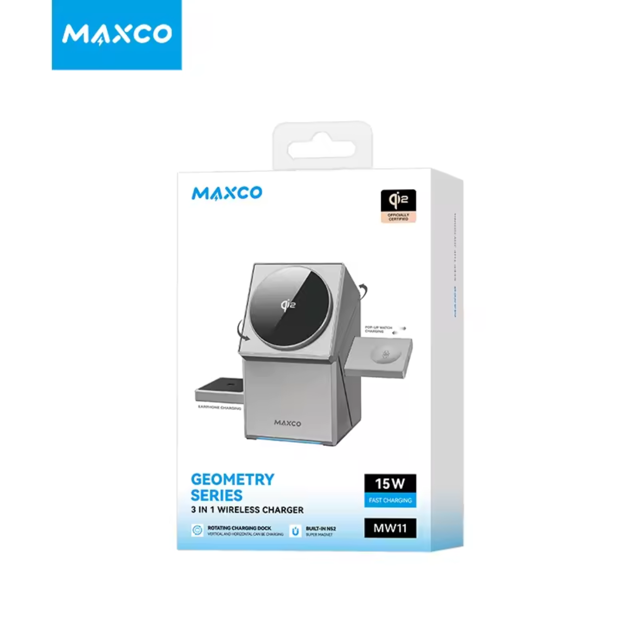 Chargeur Sans Fil 3 en 1 Magnétique Qi pour Téléphone