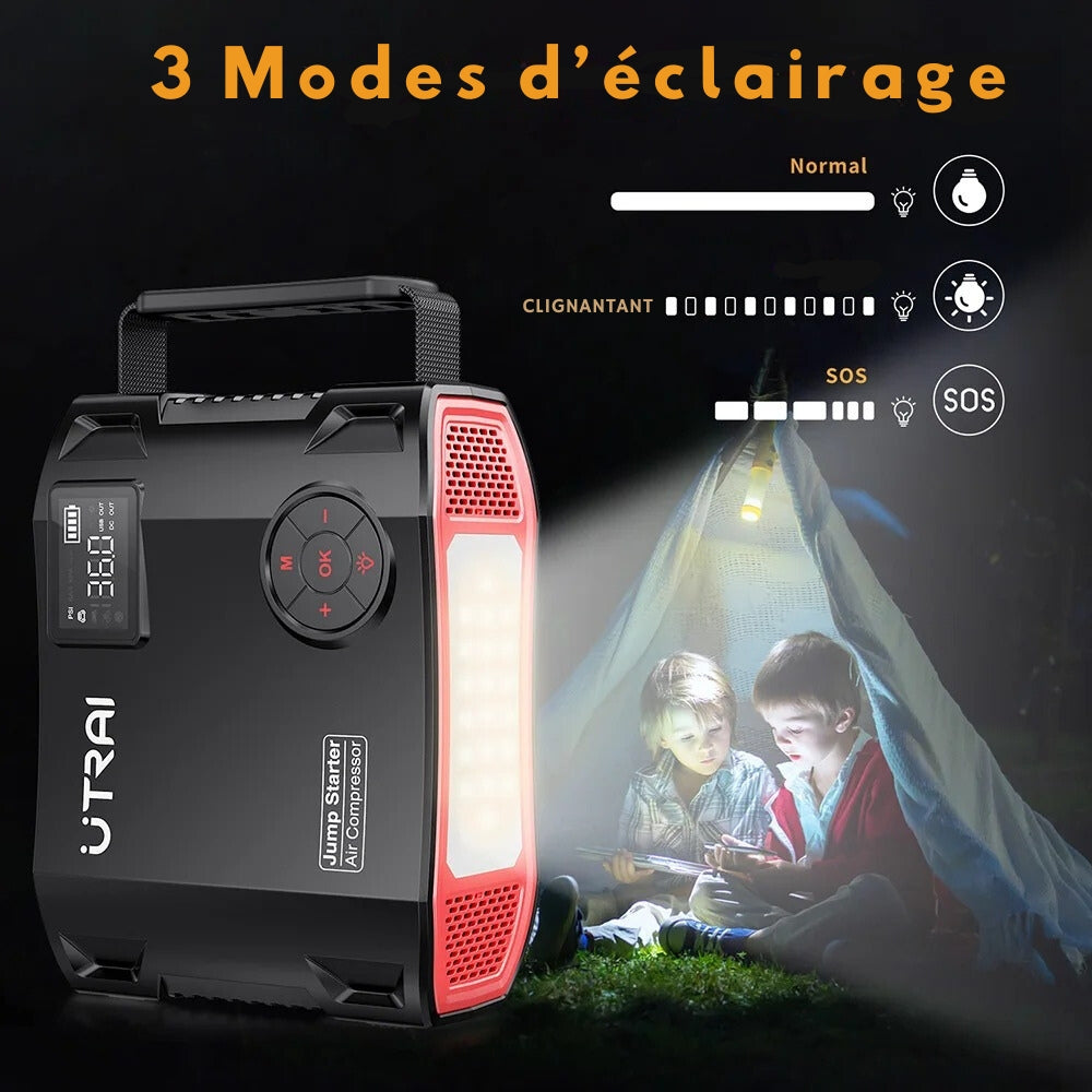 Gonfleur de Pneus 4 en 1 Compact et Pratique