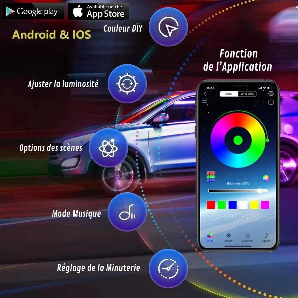 Lampe LED Sous Voiture Design Futuriste
