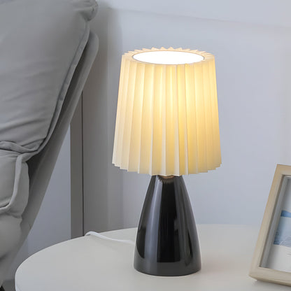 Lampe de Table Élégante en Tissu avec Base en Verre et Prise USB
