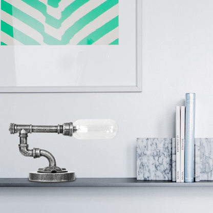 Lampe de Table Élégante en Verre Clair avec Abat-jour Rond