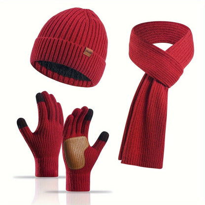 Ensemble Hiver Tricoté 3 Pièces Chaud et Confortable