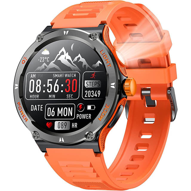 Montre Smart Sport Homme GPS Écran Tactile avec Lampe LED et Compas