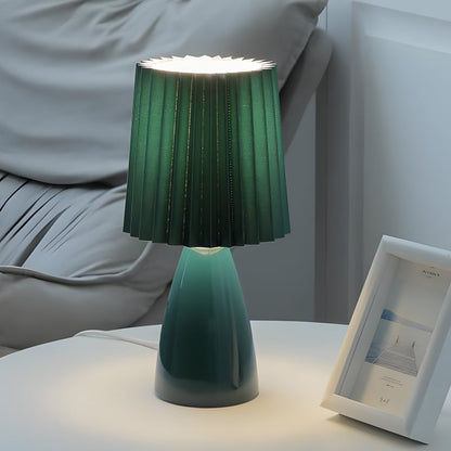 Lampe de Table Élégante en Tissu avec Base en Verre et Prise USB