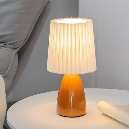 Lampe de Table Élégante en Tissu avec Base en Verre et Prise USB