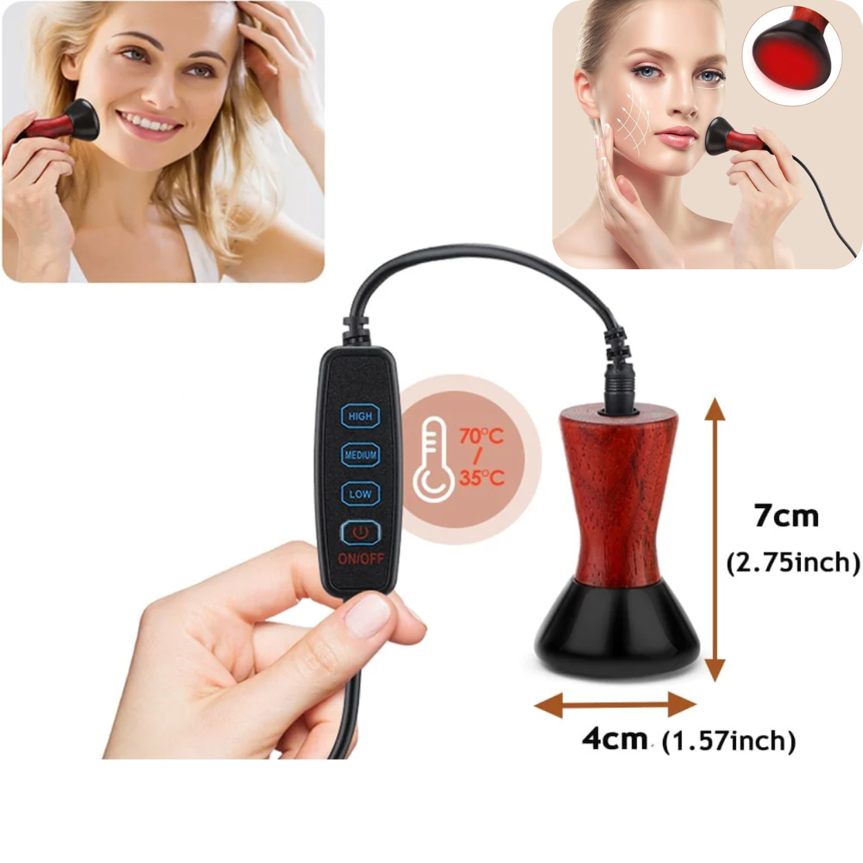 Appareil de Massage Gua Sha Électrique Chauffant pour Visage