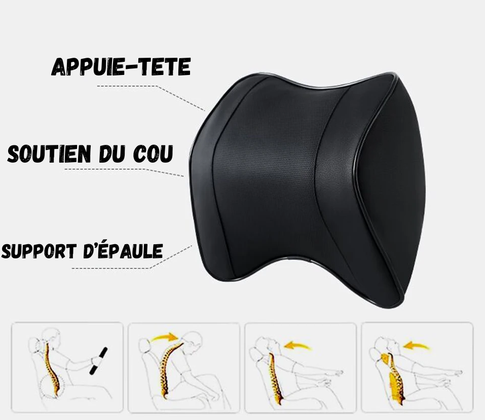 Coussin de Siège Voiture Cuir avec Appuie-tête Réglable