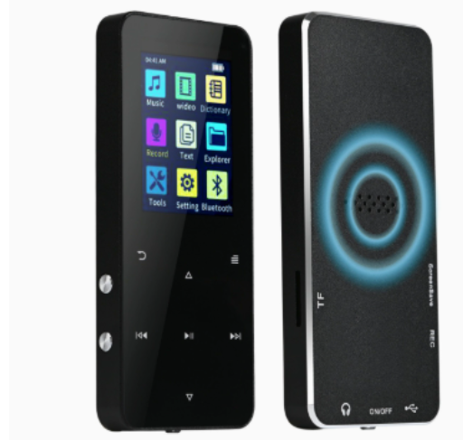Baladeur MP3 Bluetooth avec Écran HD 2,4 Pouces, Radio FM et Haut-parleur Intégré