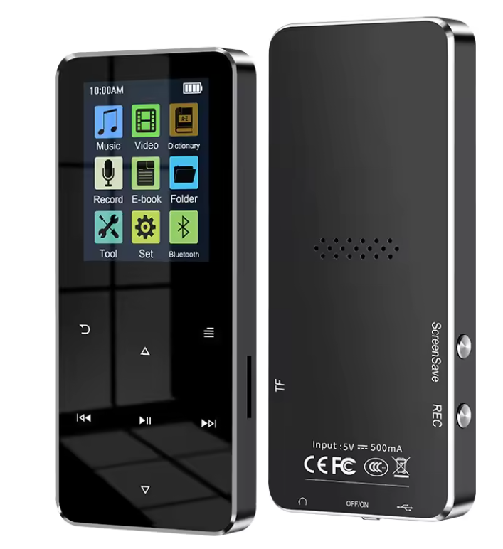 Baladeur MP3 Bluetooth avec Écran HD 2,4 Pouces, Radio FM et Haut-parleur Intégré