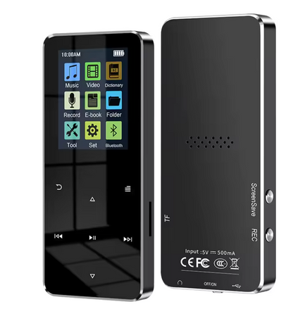 Baladeur MP3 Bluetooth avec Écran HD 2,4 Pouces, Radio FM et Haut-parleur Intégré