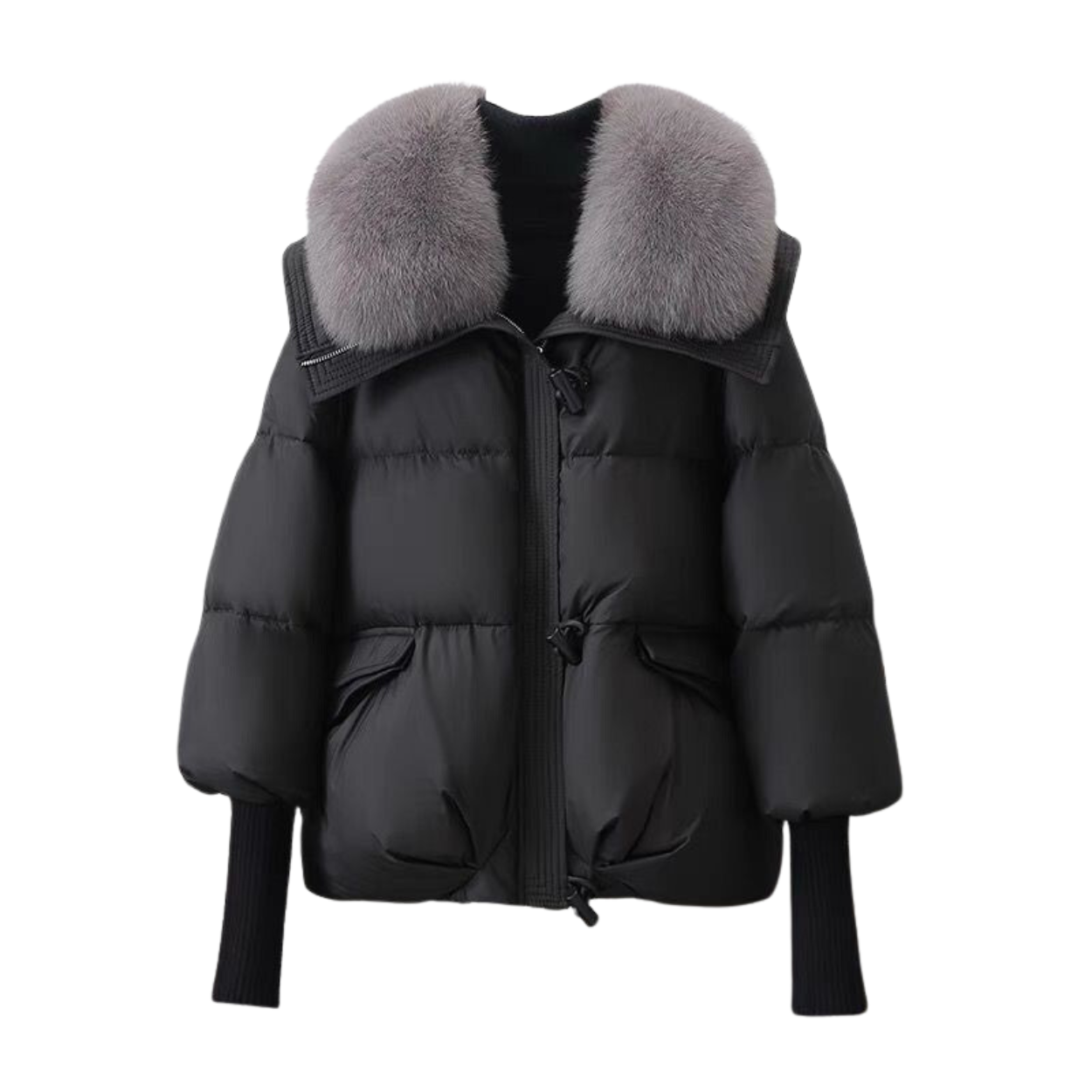 Parka Hiver Court avec Capuche Fourrée