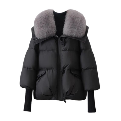 Parka Hiver Court avec Capuche Fourrée