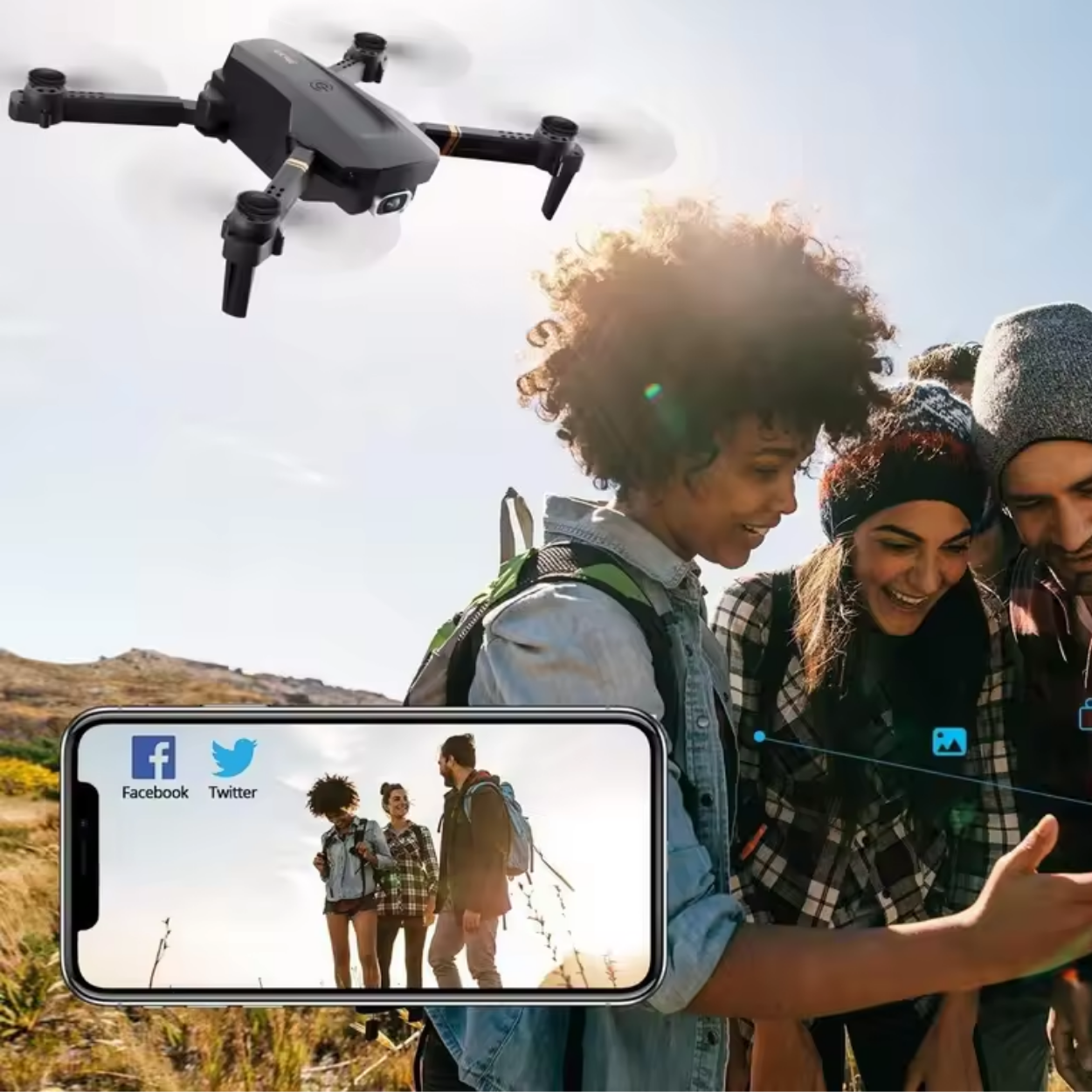 Drone 4K WiFi Double Objectif Grand Angle Stabilisé