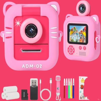 Marcherelle™ – Appareil Photo Instantané Enfant Objectif Pivotant 48MP