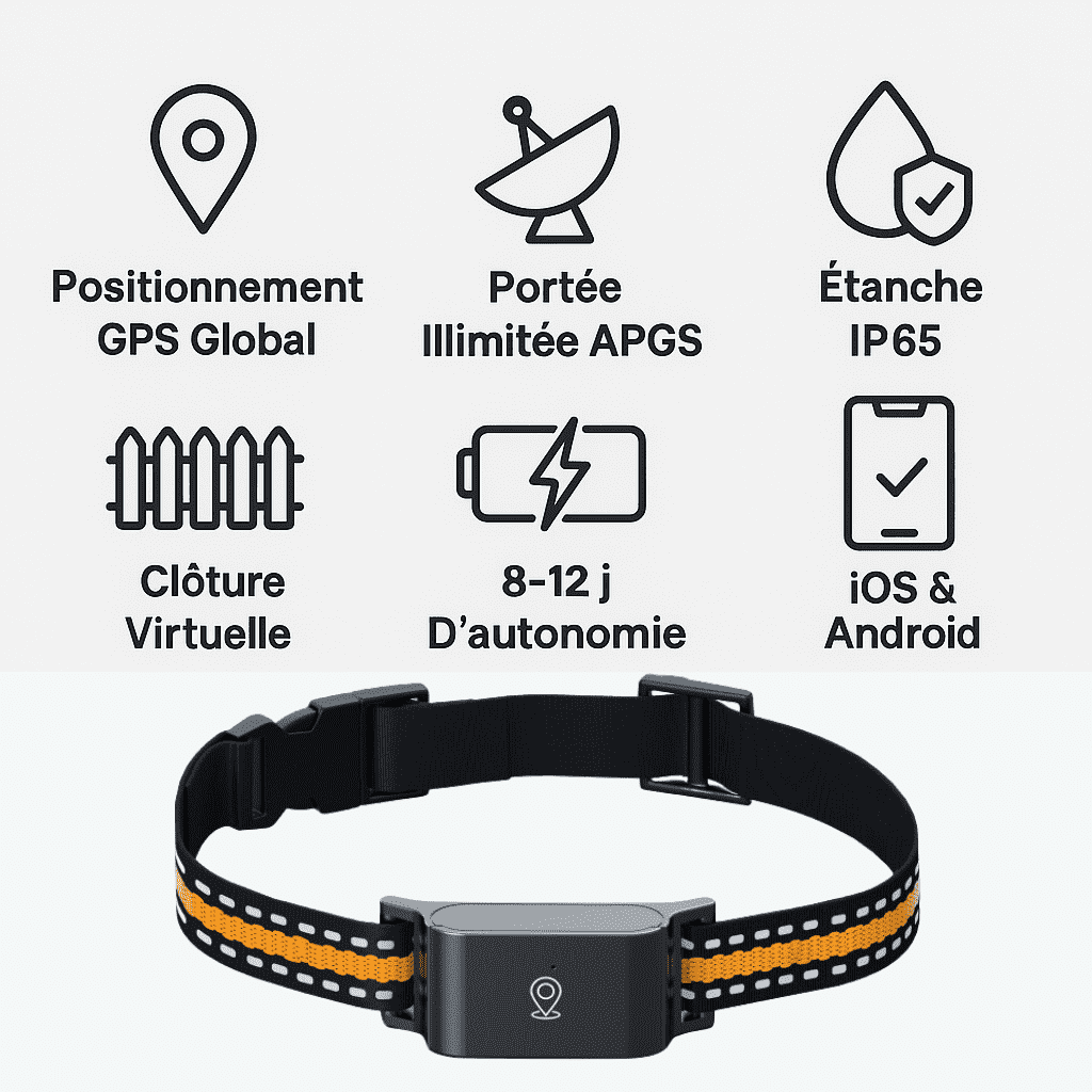 Marcherelle™ – Collier GPS Chien Sans Abonnement, Suivi en Temps Réel
