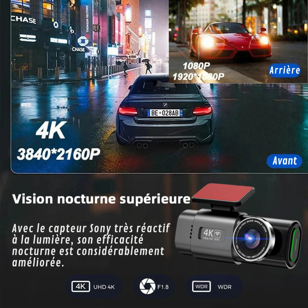 Marcherelle™ – Dashcam 4K Ultra HD Voiture avec GPS Intégré