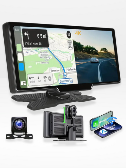 Marcherelle™ – Écran CarPlay Sans Fil avec Dashcam 4K Intégrée