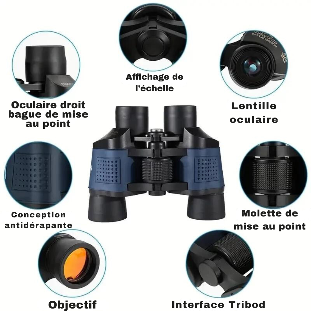 Marcherelle™ – Jumelles 80x80 Longue Portée Vision Nocturne pour Randonnée & Chasse