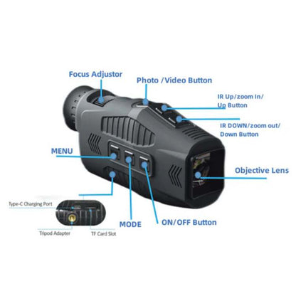 Marcherelle™ – Monoculaire de Vision Nocturne IR 850 nm avec Zoom Numérique 5x