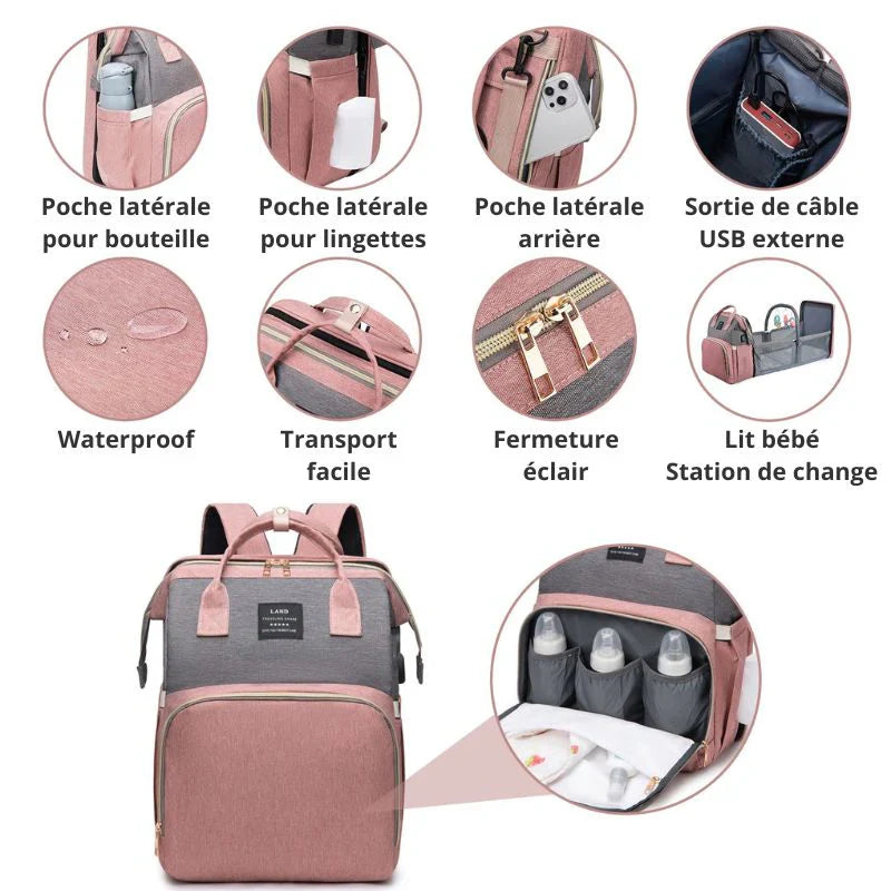 Marcherelle™ – Sac à Langer 3 en 1 avec Lit Bébé Intégré