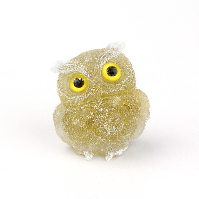Figurine Hibou Cristal Naturel Élégant pour Déco Maison