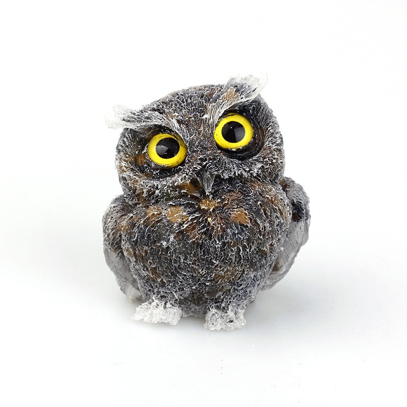 Figurine Hibou Cristal Naturel Élégant pour Déco Maison