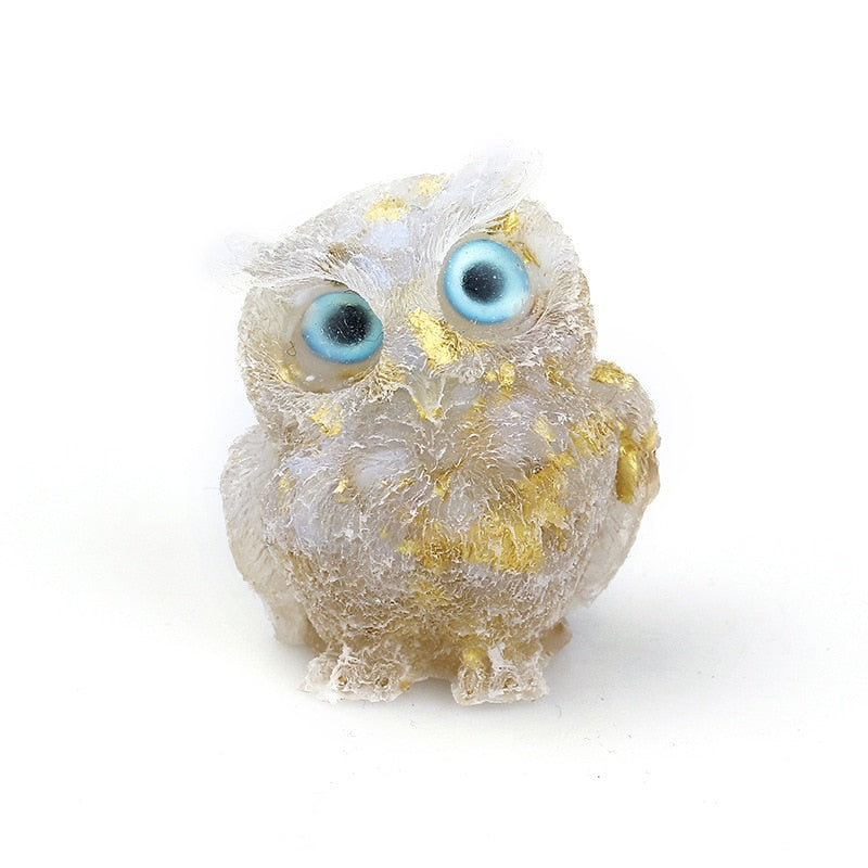 Figurine Hibou Cristal Naturel Élégant pour Déco Maison