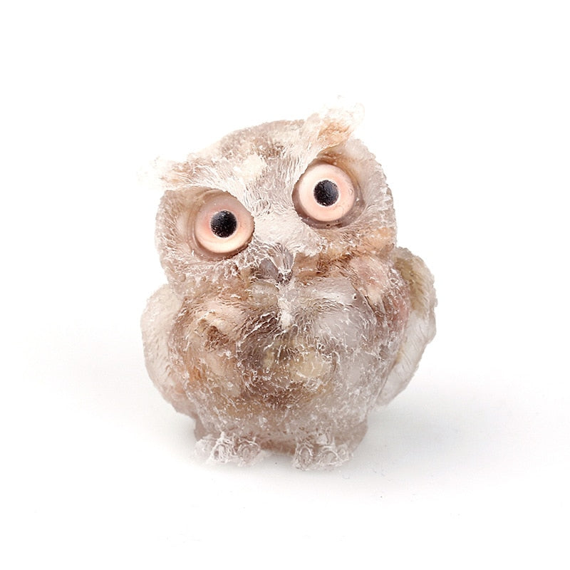 Figurine Hibou Cristal Naturel Élégant pour Déco Maison