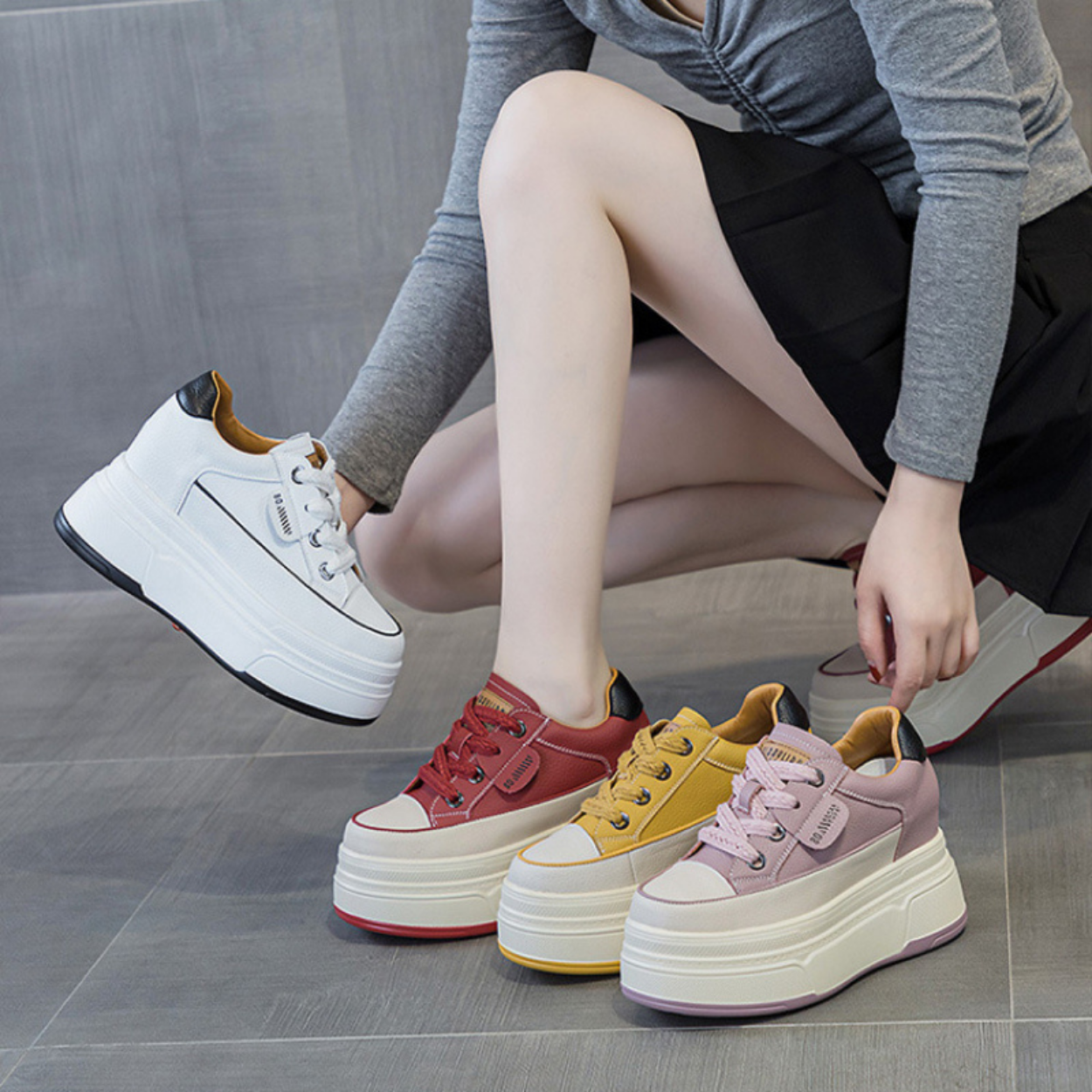 Chaussures Plates-Formes Élévatrices 9 cm pour Femme Moderne