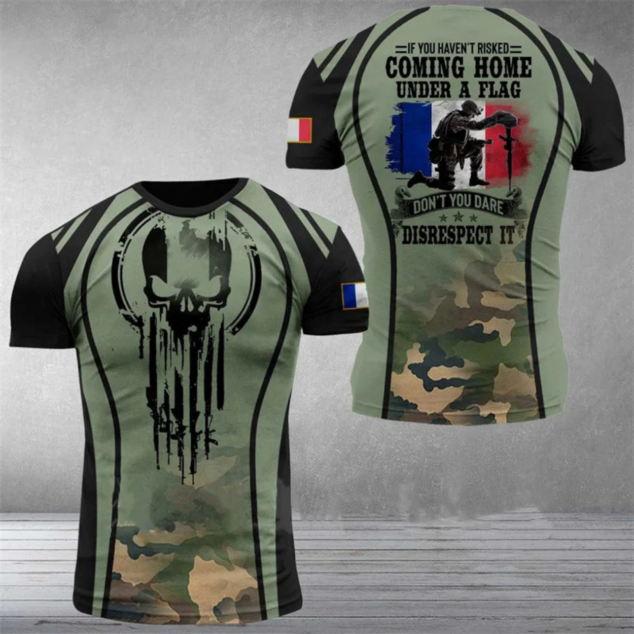 T-shirt Armée Style Militaire Camouflage pour Homme