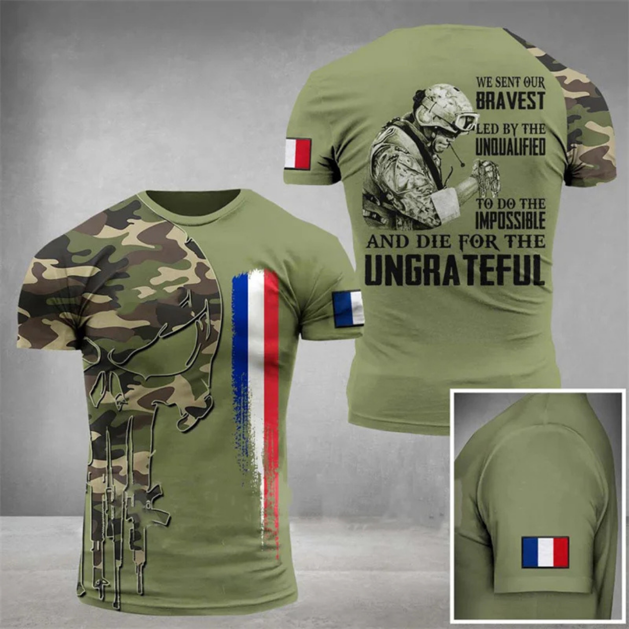 T-shirt Armée Style Militaire Camouflage pour Homme