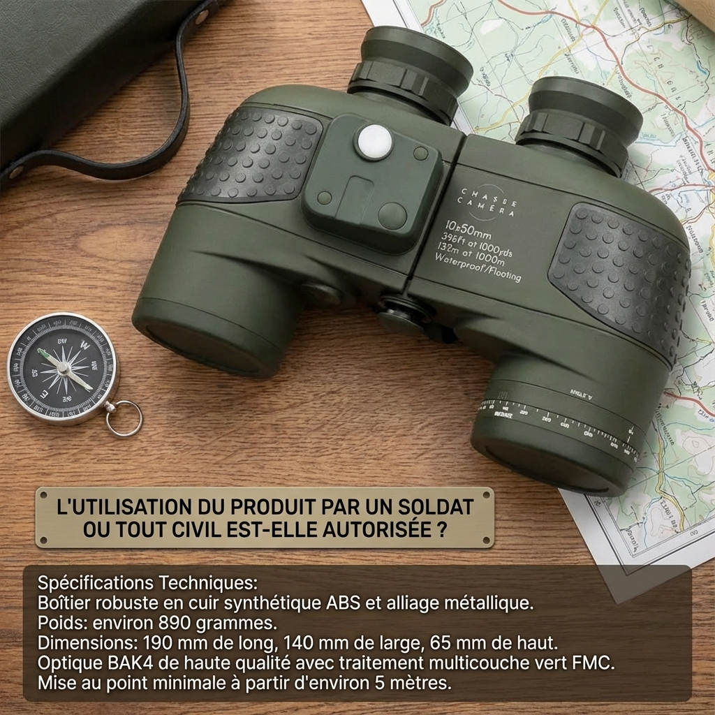 Marcherelle™ – Jumelles Militaires 10x50 À Vision Nette Et Stable