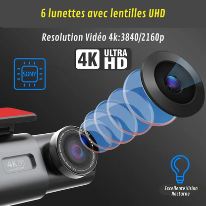 Caméra de Voiture 4K Full HD avec Enregistrement Continu