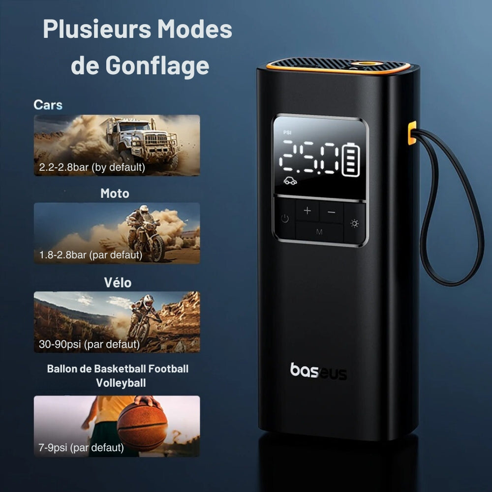 Gonfleur de Pneu Portable et Sans Fil pour Voiture