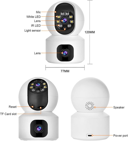 Marcherelle™ – Caméra de Sécurité WiFi Double Objectif Vision HD