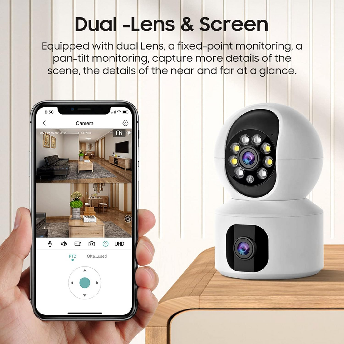 Marcherelle™ – Caméra de Sécurité WiFi Double Objectif Vision HD