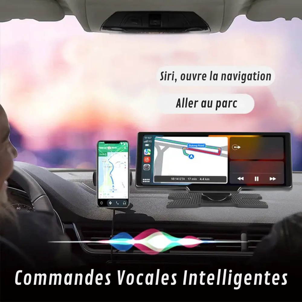 Écran de Navigation CarPlay avec Caméra de Recul Intégrée